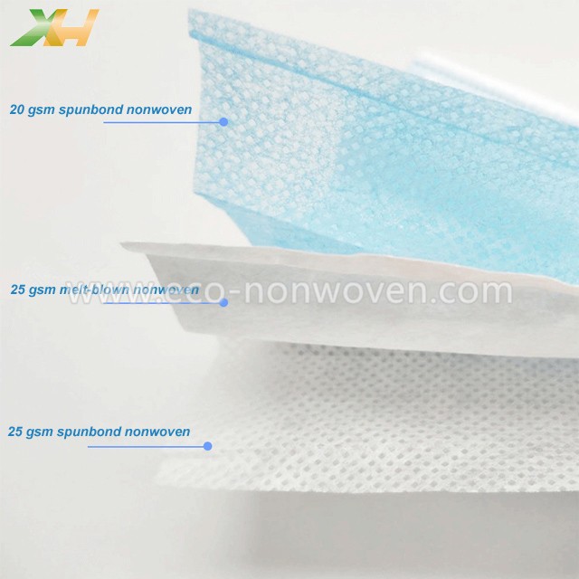 Disposable Breathable 3 PLY PP Spunbond Nonwoven Face Mask