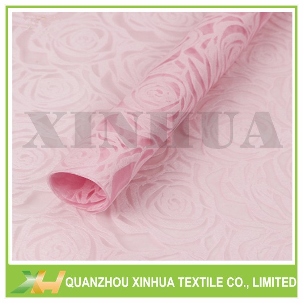 Wholesale newly embossed pattern rose nonwoven flower fabric