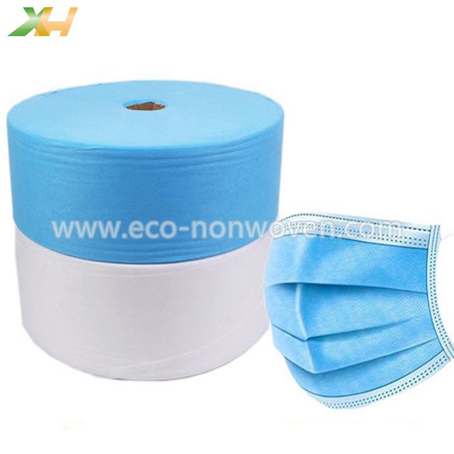 Medical Light Blue and White 100% PP Raw Material Disposable Face Mask Non Woven