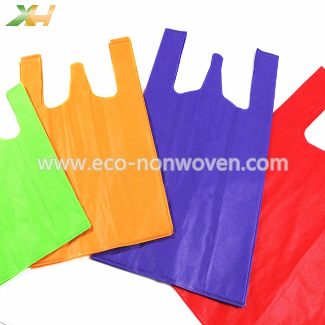 Kenya cheap price polypropylene 40gsm nonwoven vest bag/non-woven t-shirt bag
